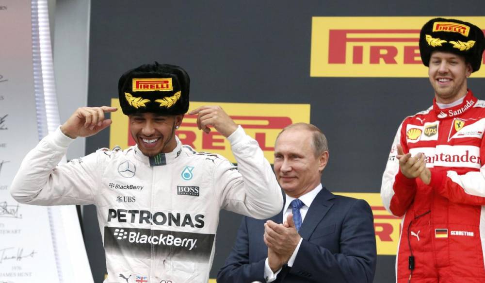 gp russia podio hamilton putin vettel